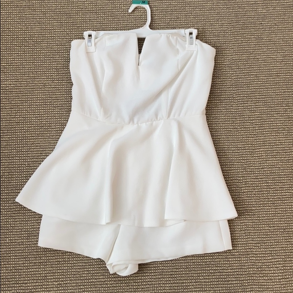 Strapless Romper with peplum skirt